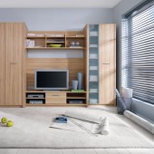 Светлая стенка для гостиной Сатино