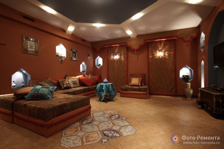 Оформление интерьера гостиной в восточном стиле