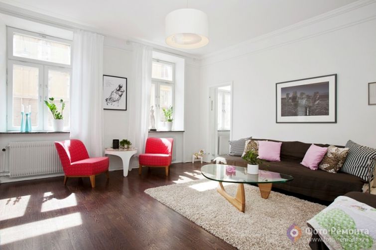 Дизайн квартиры в белых тонах, 78 кв.м.