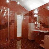 Красные ванные комнаты фото - дизайн интерьера