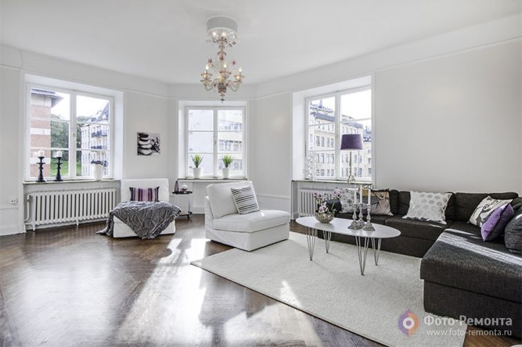 Дизайн квартиры в белых тонах, 152 кв.м.