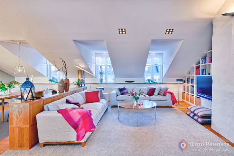 Интерьер квартиры в мансарде, 166 кв.м.