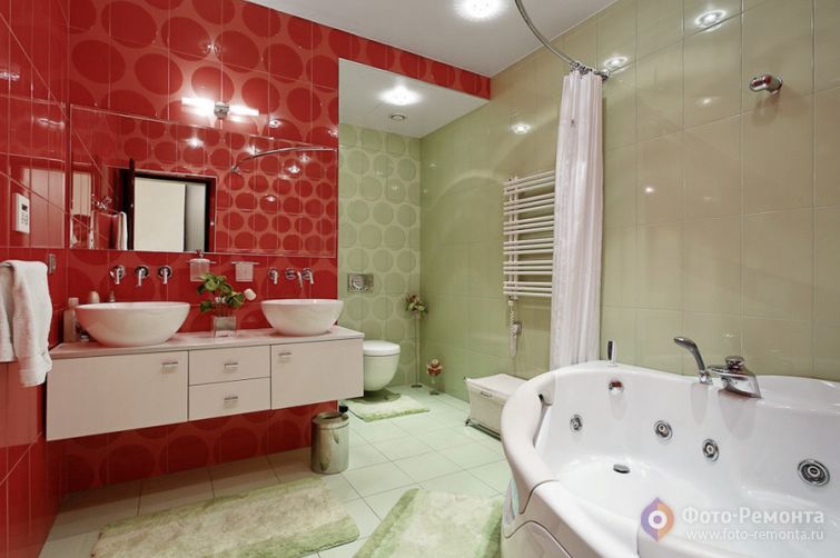 Ванная комната в красном цвете