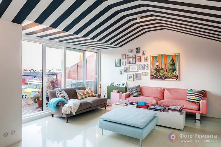 Квартира с оригинальным дизайном потолка