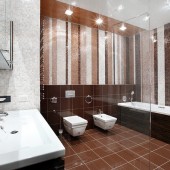Коричневые ванные комнаты фото - дизайн интерьера