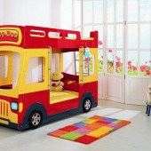 Детские кровати фото - Двухъярусная кровать-машина Milli Bus