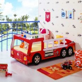 Детские кровати фото - Кровать-машина Пожарная с электрическими фарами