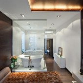 Спальня, вид на ванную