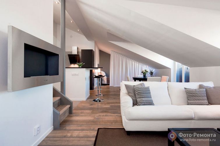 Дизайн квартиры на мансардном этаже, 59 кв.м.