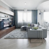 Дизайн небольшой квартиры в серо-голубых тонах, Москва
