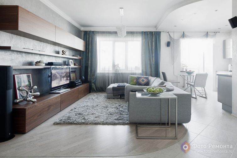 Дизайн небольшой квартиры в серо-голубых тонах, Москва