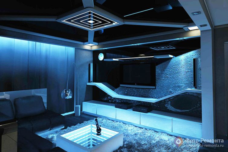 Отделка гостиной хай-тек