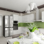Бело-зеленая кухня