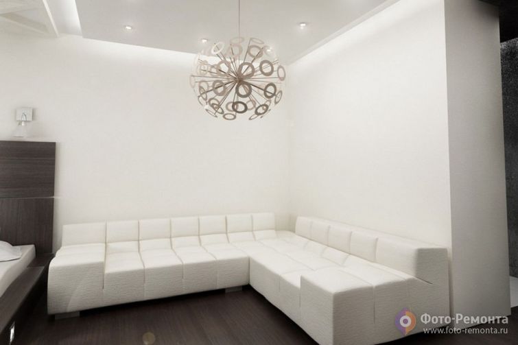 Бело-коричневый интерьер однокомнатной квартиры