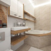 Бежевые ванные комнаты фото - дизайн интерьера