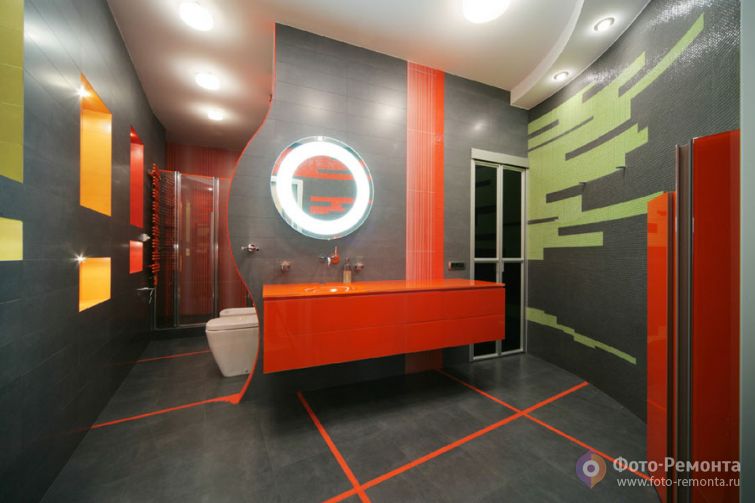 Интерьер яркой ванной комнаты от Светланы Байдюк