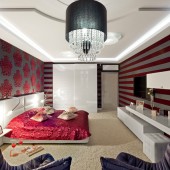 Красные спальни фото - дизайн интерьера