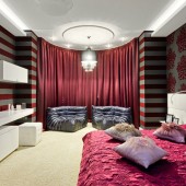 Красные спальни фото - дизайн интерьера
