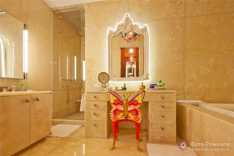 Дизайн ванной комнаты в бежевом цвете