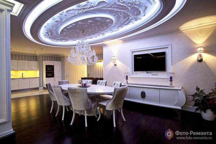 Оформление светлой столовой комнаты