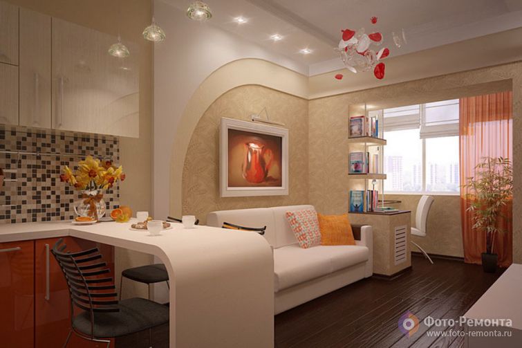 Интерьер квартиры площадью 64 кв.м.