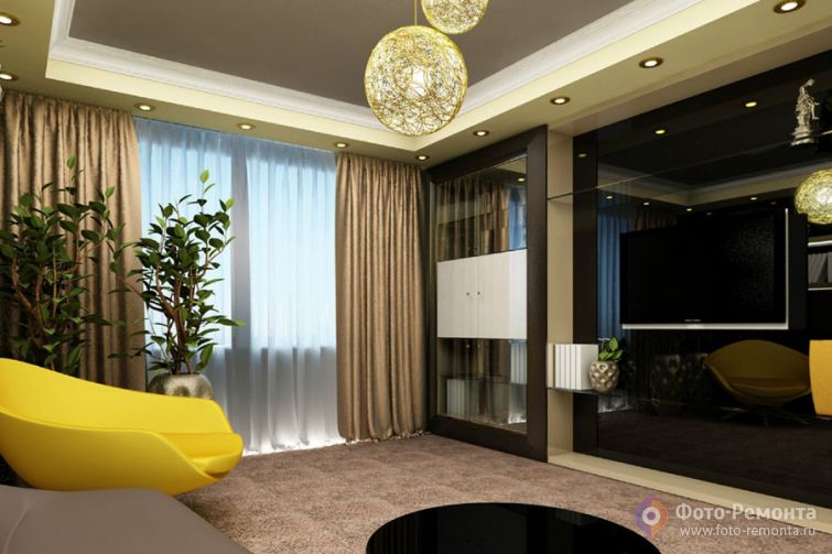  Ремонт гостиной большого размера