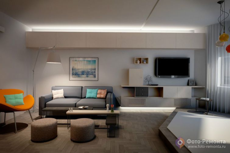 Интерьер однокомнатной квартиры, 43 кв.м. 