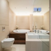 Бежевые ванные комнаты фото - дизайн интерьера