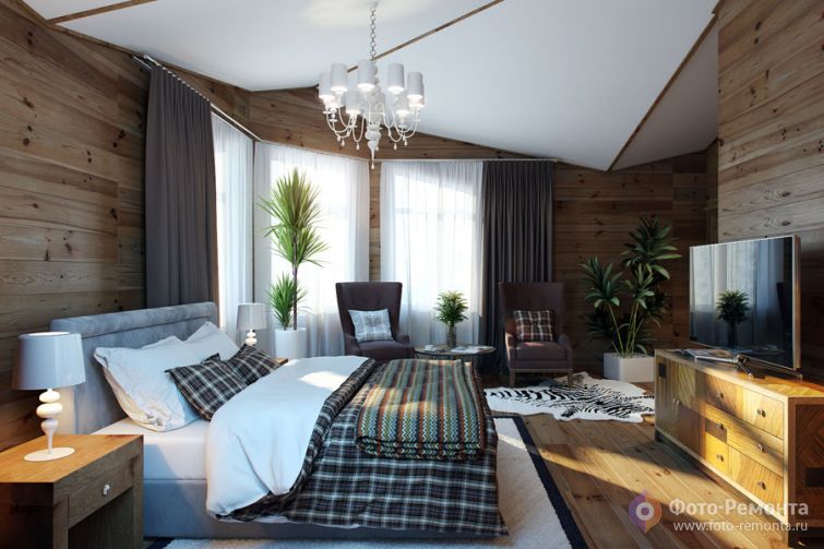 Интерьер спальни в стиле кантри