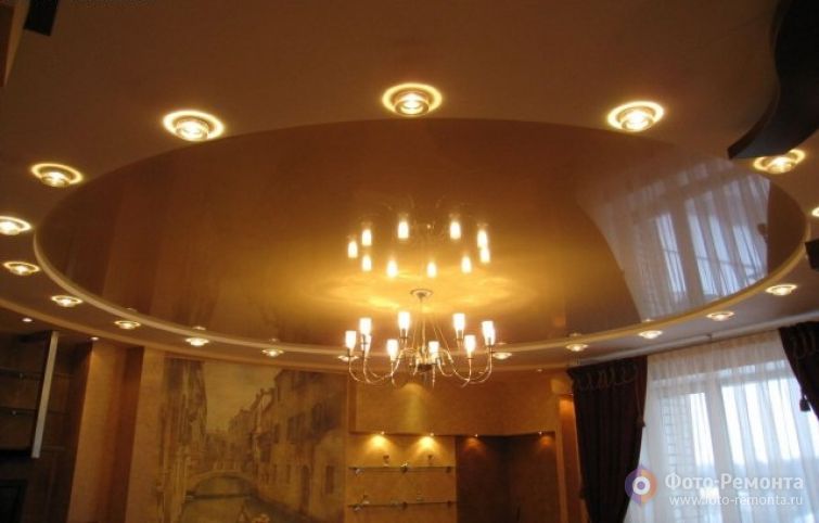Потолок в гостиной - варианты дизайна