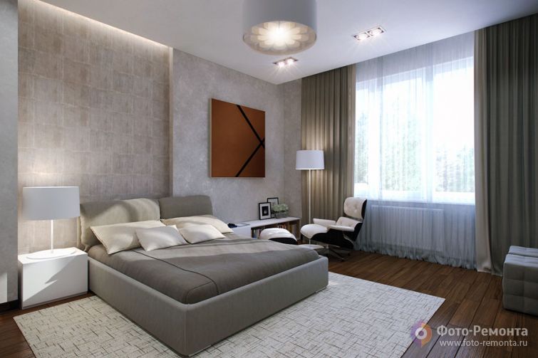 Дизайн спальни в серых тонах