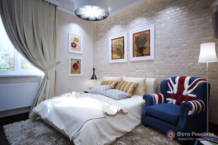 Интерьер спальни в стиле фьюжн