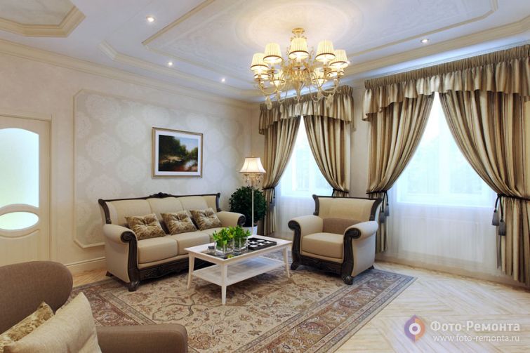 Дизайн гостиной в загородном доме