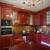 Красные кухни фото - дизайн интерьера
