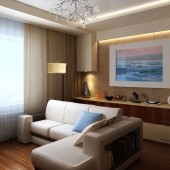 Интерьер гостиной в бежевом цвете