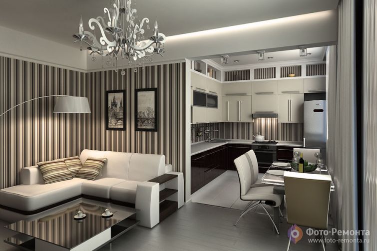 Дизайн кухни-гостиной