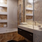Бежевые ванные комнаты фото - дизайн интерьера