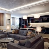 Интерьер гостиной-кухни от Александра Зензуры