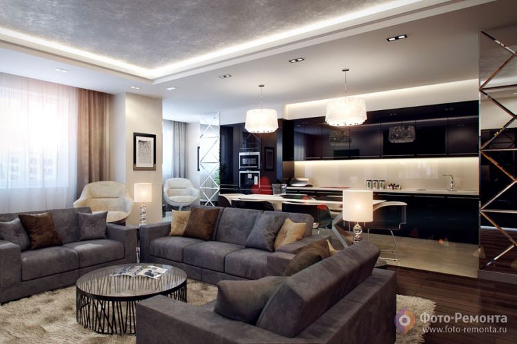 Интерьер гостиной-кухни от Александра Зензуры