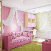 Розовые детские комнаты фото - дизайн интерьера