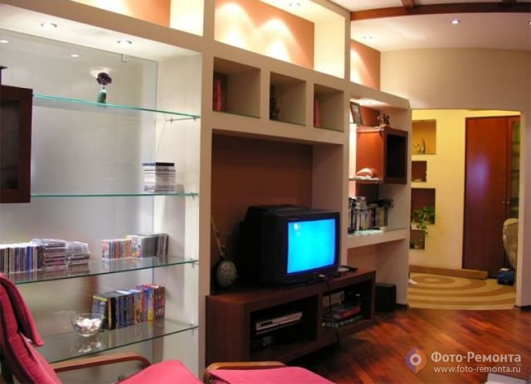 Дизайн гостиной: ниши и гипсокартон