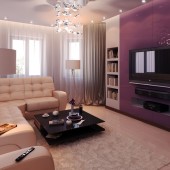 Фиолетовые гостиные фото - дизайн интерьера