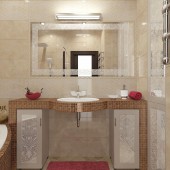 Бежевые ванные комнаты фото - дизайн интерьера