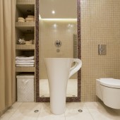 Бежевые ванные комнаты фото - дизайн интерьера