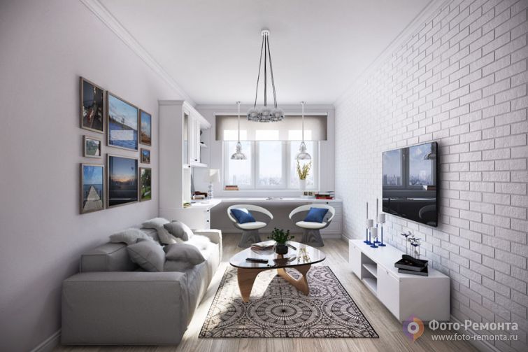 Проект гостиной White Hill, 20,7 кв.м.