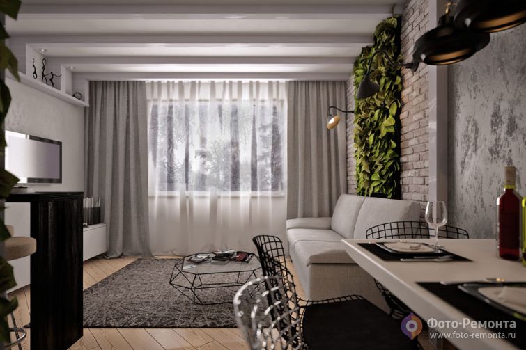 Кухня-гостиная в стиле лофт