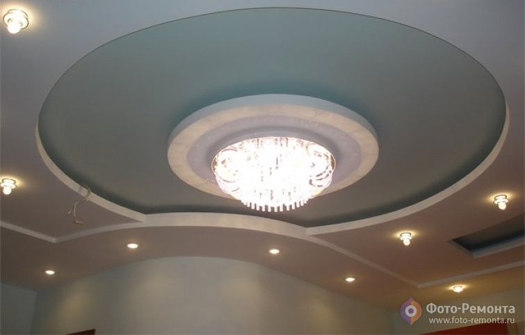 Потолок из гипсокартона в гостиной, фото 2