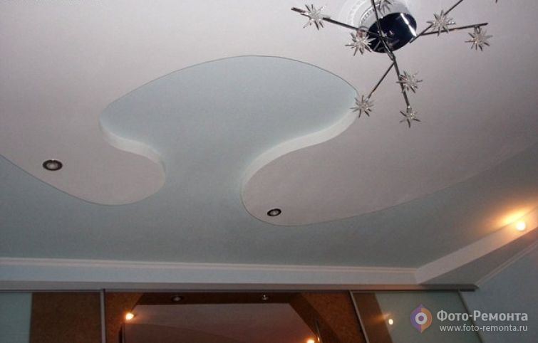 Потолок из гипсокартона в гостиной, фото 12