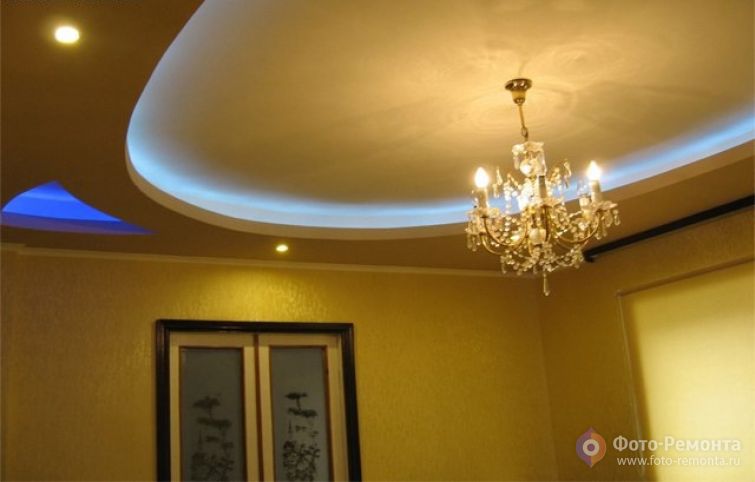 Потолок из гипсокартона в гостиной, фото 9