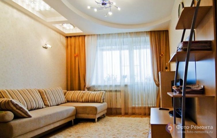 Потолок из гипсокартона в гостиной, фото 15